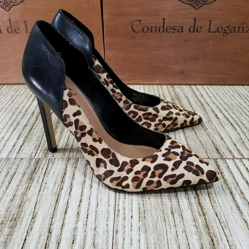 Ava & Aiden Black & Leopard Print Heel Size 8